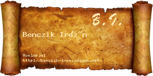 Benczik Irén névjegykártya