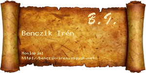 Benczik Irén névjegykártya